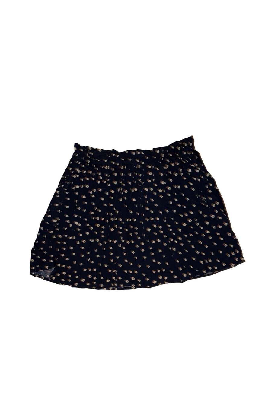 MNG Casual Women's Navy Floral Print Mini Skirt with Elastic Waist